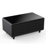 Modern Smart Coffee Table with Built-in Fridge Bluetooth Speaker Black
