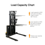 Electric Straddle Stacker,118" High Fully Powered with 4400lbs Cap