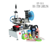 Semi-auto flat rolling bottle labeling machine , PET square bottle label applicator