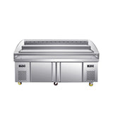 Three-level ladder type freezer stainless steel with glass sliding door
