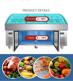 Three-level ladder type freezer stainless steel with glass sliding door
