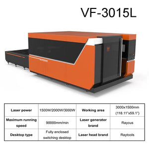 VF-3015L RAYCUS Fully Enclosed Intelligent CNC Metal Laser Cutting Machine With Switching Desktop